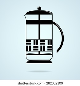 Vector illustration. French press to brew coffee and tea.