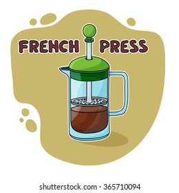 Vector Illustration of French Press. EPS 10 file scalable to any size. This device is used for coffee brewing.