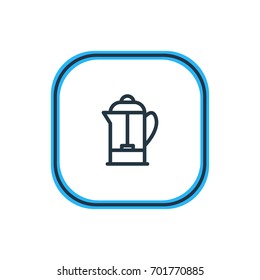 Vector Illustration Of French Press Outline. Beautiful Drink Element Also Can Be Used As Drink Pot Element.