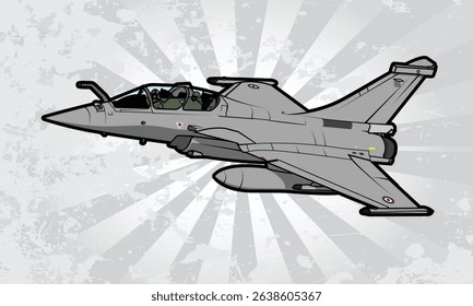 Vector illustration of a French, twin-engine, delta-wing, multirole fighter aircraft