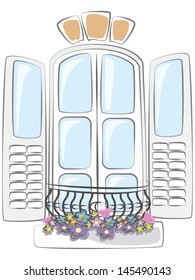 Vector illustration of a french window