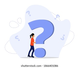 Ilustración vectorial, Concepto de preguntas frecuentes, Mostrando personajes de personas parados cerca de las exclamaciones y marcas de preguntas, adecuado para la página de inicio, ui, web, tarjeta de introducción de aplicaciones, editorial, volante