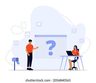 Vector Illustration, Frequently asked Questions Concept,
Showing People Characters Standing near Exclamations and Question Marks, 
Suitable for landing page, ui, web, App intro card, editorial, flyer
