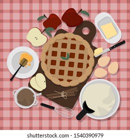 Vector illustration. Fresh Apple Pie