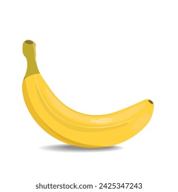 Vector illustration  fresh banana with shadow. Image of banana on white background.