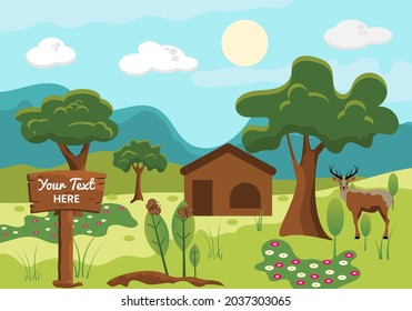 Vector illustration of fresh and beautiful nature in the mountains.