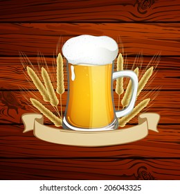 Vector Illustration of a Fresh Beer with a Ribbon