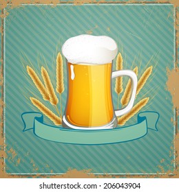 Vector Illustration of a Fresh Beer with a Ribbon