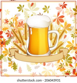 Vector Illustration of a Fresh Beer with a Ribbon