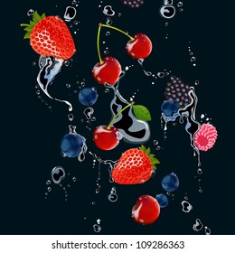 Vector Illustration of Fresh berries on a Black Background