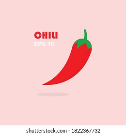 Vector illustration of fresh chili vegetables. iconic red chilli with green leaves and stems on top, straight plucked from the garden.