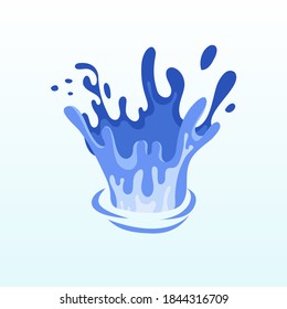 Ilustración vectorial de salpicaduras de agua limpia y fresca. Adecuado para elementos de diseño a partir del agua de dibujos animados. Movimiento dinámico líquido Aqua. Agua realista salpicada en diseño plano.