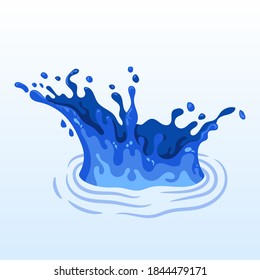 Ilustración vectorial de salpicaduras de agua limpia y fresca. Movimiento dinámico líquido Aqua. Agua realista salpicada en diseño plano.
