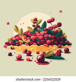 ilustración vectorial Fresh Cranberry. Cranobias aisladas