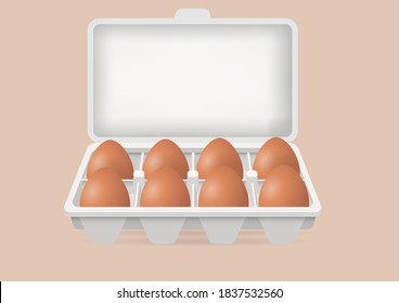 Vector illustration of fresh eggs in carton box