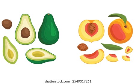 Ilustración vectorial de colección de fruta fresca con un concepto de diseño simple y detallado