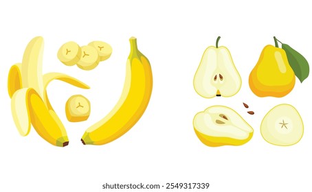 vector illustration of fresh fruit collection with a simple and detailed design concept