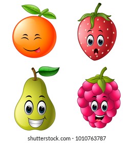 vector illustration of fresh fruit with face