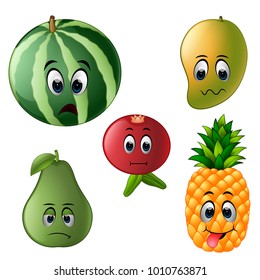 vector illustration of fresh fruit with face