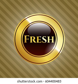 Vector illustration of Fresh gold shiny emblem
