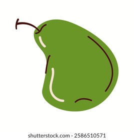 Vector illustration of a fresh green pear in a minimal and modern flat design. Simple and clean representation of a healthy fruit.