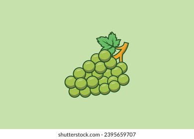 ilustración vectorial de la caricatura de uvas verdes frescas y sanas