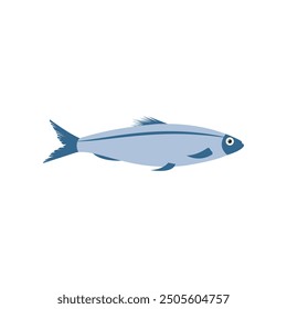 Vector illustration of fresh herring ocean fish on white. For menu, label, recipe, product packaging. Oceanfood design element. For action promotion and advertising, mockup. EPS 10