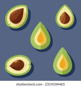 Vector illustration of fresh and juicy avocado