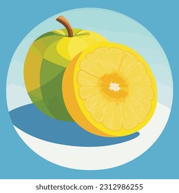 Vector illustration of fresh and juicy lemon and apple