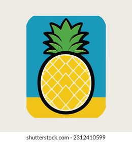 Ilustración vectorial de piña fresca y jugosa