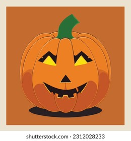 Vector illustration of fresh and juicy pumkin. Halloween pumpkin