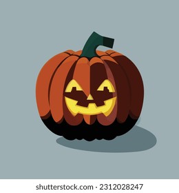 Vector illustration of fresh and juicy pumkin. Halloween pumpkin