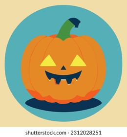 Vector illustration of fresh and juicy pumkin. Halloween pumpkin