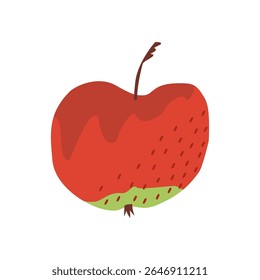 Ilustração vetorial de estilo liso de maçã vermelha suculenta fresca isolada sobre fundo branco