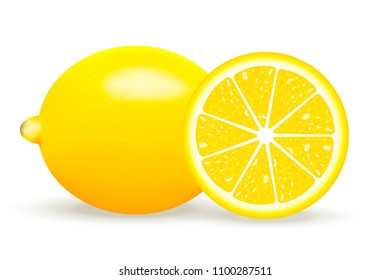 Vector illustration of fresh lemon isolated on white background.