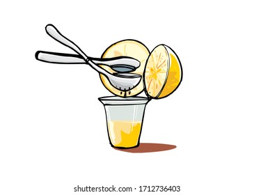 Vector illustration of fresh lemon juice  on white background 