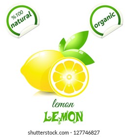 Vector illustration of fresh lemons with leaves