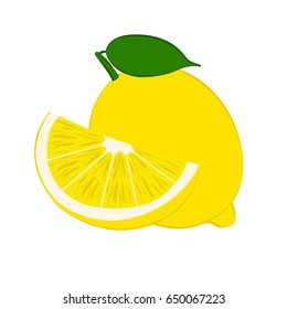 Vector illustration of fresh lemons with leaves