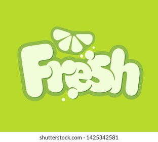 Vector illustration. Fresh lettering. Fresh typography vector design for for packaging, juice labels. Design template celebration. 