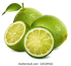 Vector illustration of fresh limes with leaf