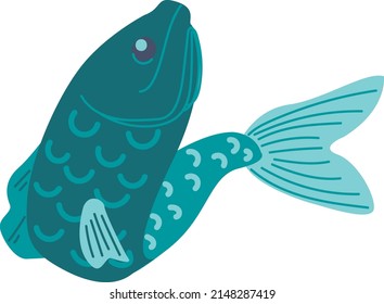 Vector illustration fresh live fish