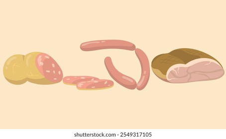 ilustração vetorial da coleção de carne fresca com um conceito de concepção simples e detalhado