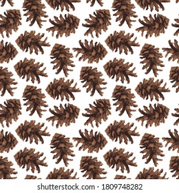 vector illustration fresh nature brown pine cone repeat seamless pattern doodle cartoon modern style. Great for fabric packaging wallpaper