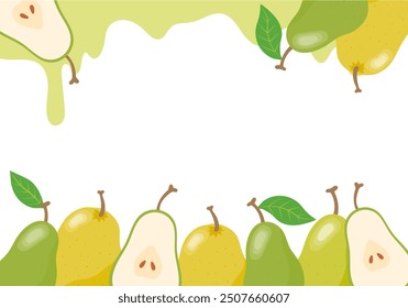 Vector illustration of fresh pear frame