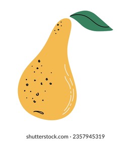 Ilustración vectorial de pera fresca. Afiche plano moderno con fruta colorida. Icono vegetariano de comida saludable. 