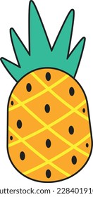 Ilustración vectorial de piña y fresco. Ánimo de verano