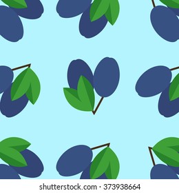vector illustration of fresh plums seamless pattern