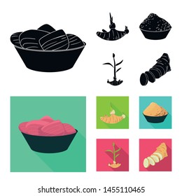 Vector illustration of fresh and product logo. Collection of fresh and asian stock vector illustration.