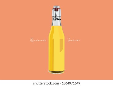 Vector Illustration of fresh Quince Juice, fruit