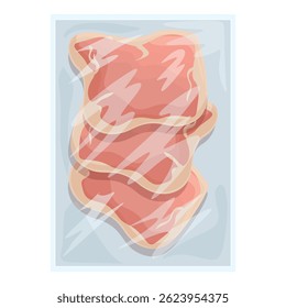 Ilustração vetorial de peitos de frango frescos e crus em embalagem de vácuo transparente